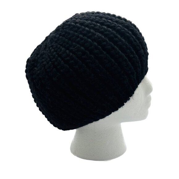 NWT Mondana Italia Women’s Alpaca Blend Knit Beanie Black Luxury Winter Hat OS - Picture 2 of 4
